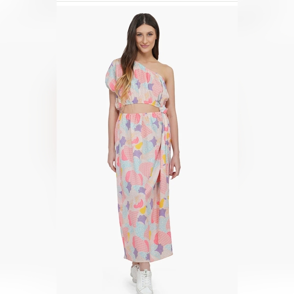 America & Beyond NWT One Shoulder Dress "Cotton Candy"